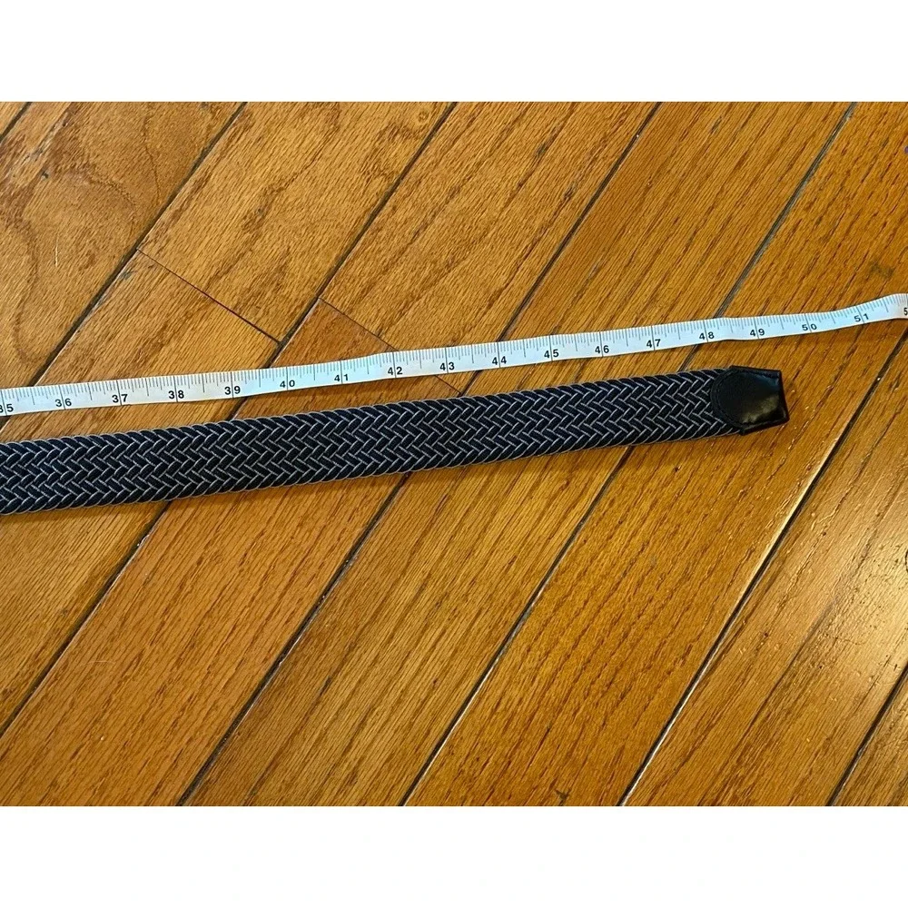 Tommy Bahama Men's  Leather Trim Woven Elastic  Belt Gray Black Size L XL